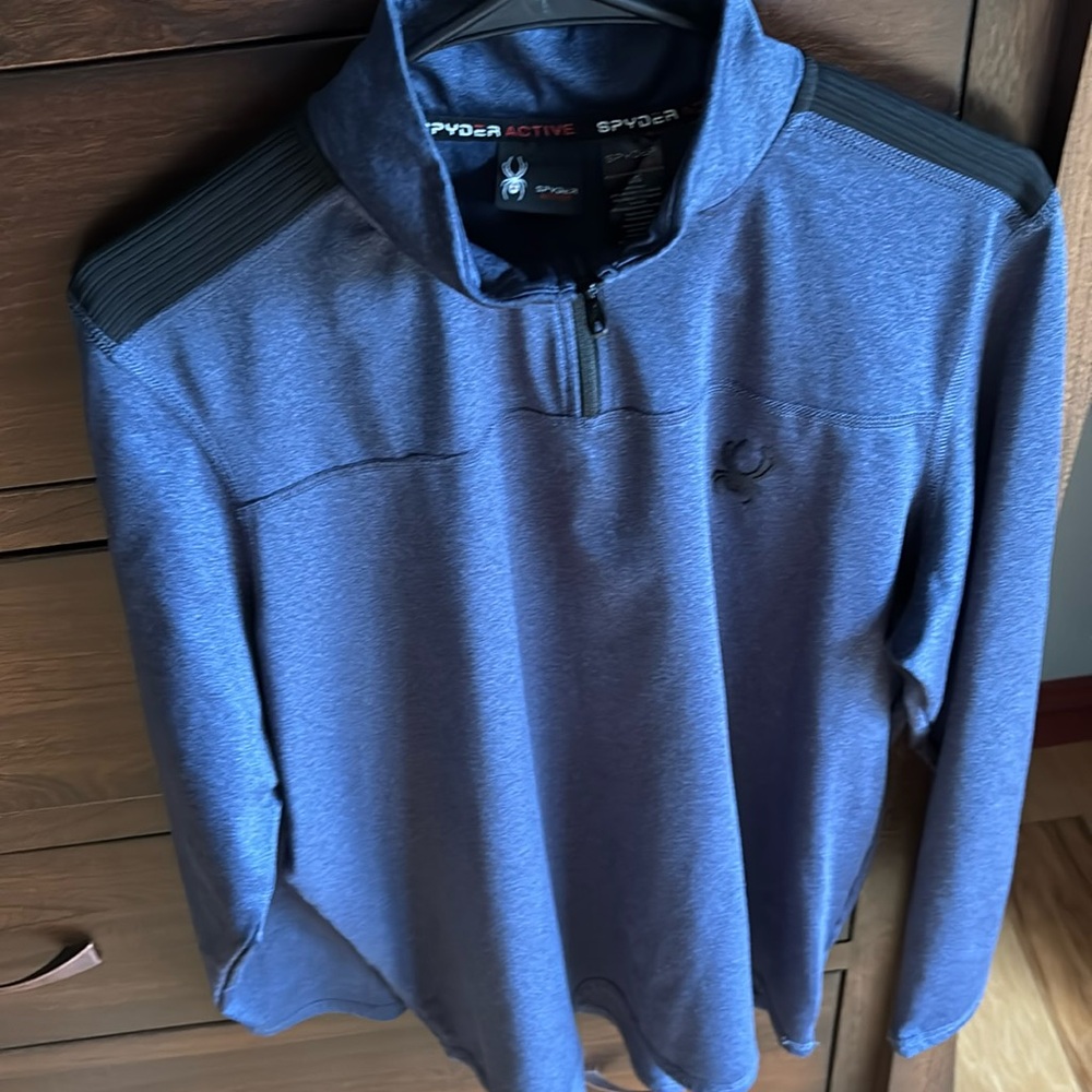 Spyder Active 1527900 Men's Sz L Dust Navy Heather 1/4 Zip Performance Pullover